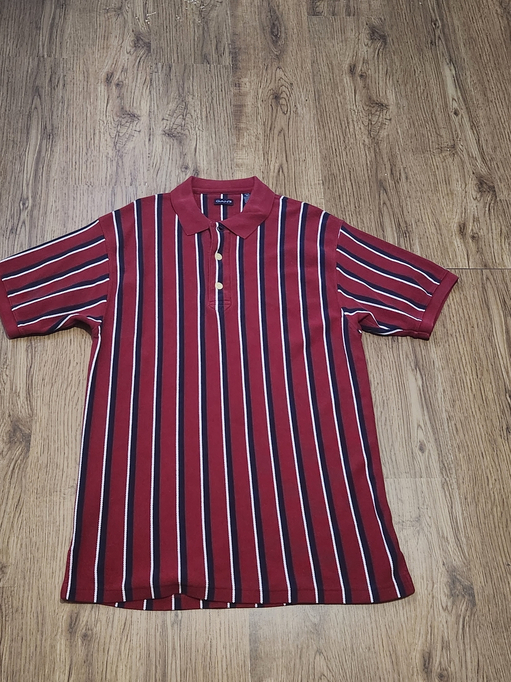 Gant Red, Navy & White Vertical Stripe Polo